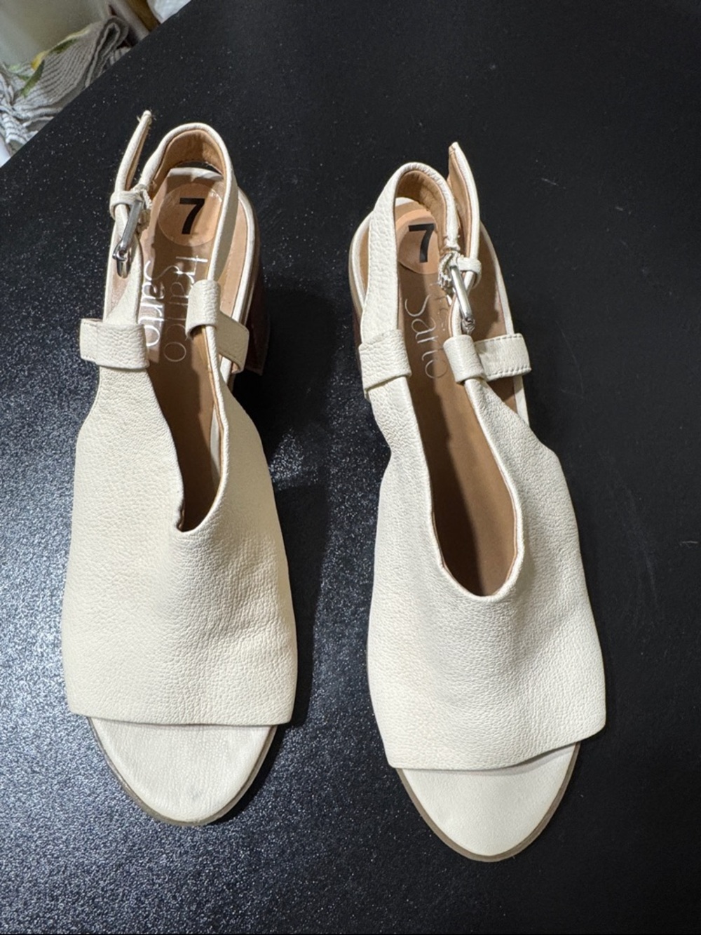Franco Sarto Cream Slingback Open-Toe Sandals